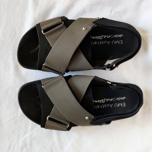 EMU Australia Lyrebird 2.0 Flat Utility Sandal in Olive Green & Black 6 37 EUC - Picture 2 of 6